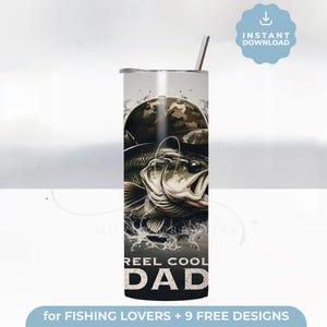 Cool Dad 20oz Skinny Tumbler Wrap Design Gift, Camo Fishing Rod Png ...