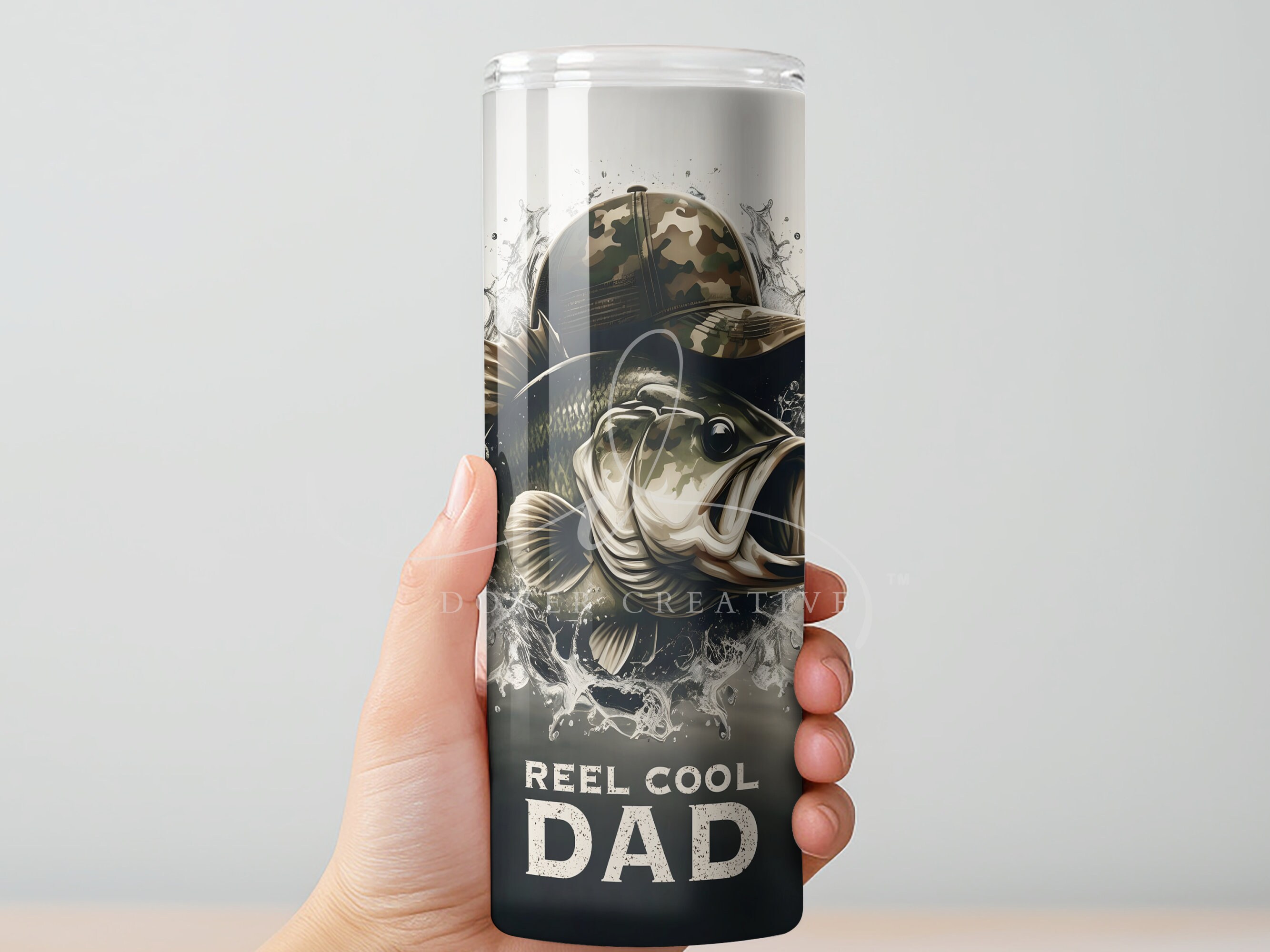 Cool Dad 20oz Skinny Tumbler Wrap Design Gift, Camo Fishing Rod Png ...