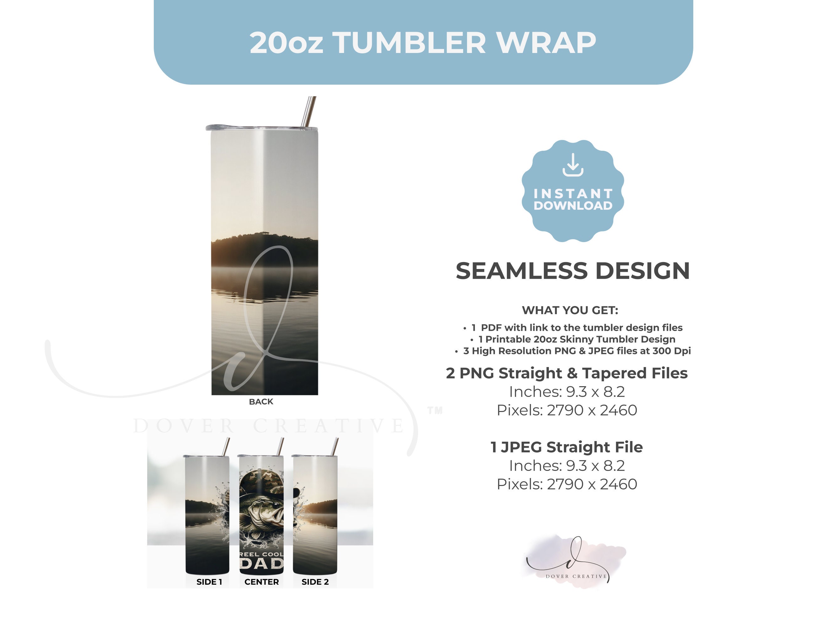 Cool Dad 20oz Skinny Tumbler Wrap Design Gift, Camo Fishing Rod Png ...