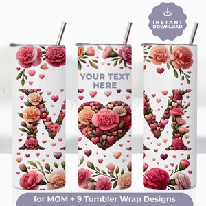 Personalized 20oz Skinny Tumbler Wrap Sublimation Design, January Birth Flower, Carnation Flower,Gift For Mother, Seamless PNG, Mom Birthday