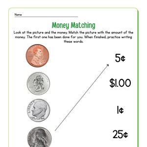 25 circle the correct amount of money worksheets kindergarten etsy