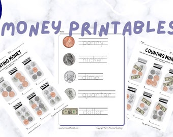 Money Printable 1st Grade to 3rd Grade Worksheets for Counting, Writing, and Identifying Money