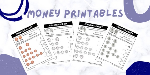 4 printable money worksheets for teaching kids to count money etsy