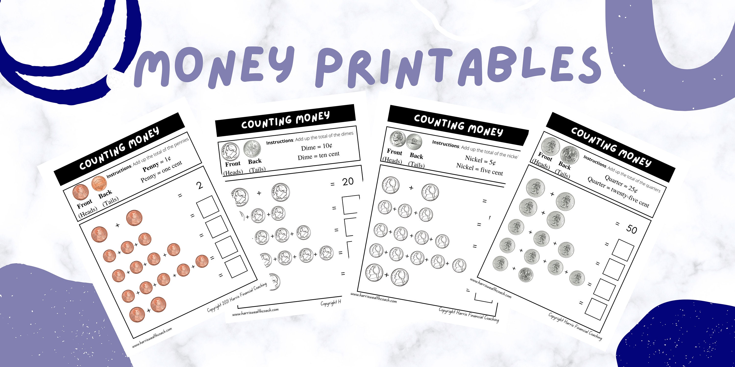 4 Printable Money Worksheets for Teaching Kids to Count Money - Etsy