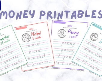 4 Traceable & Printable Money Worksheets for Preschool to 1st Grade