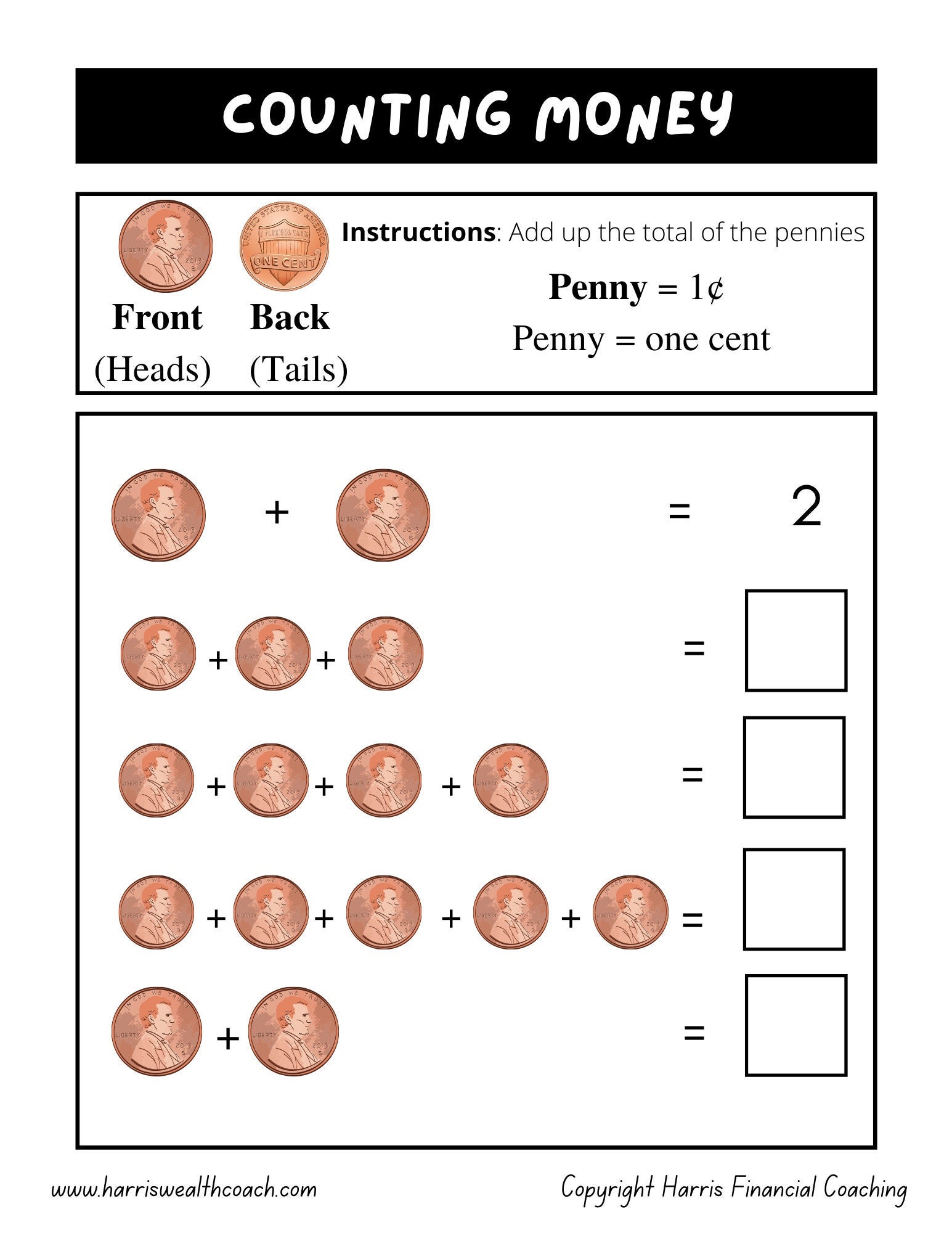4 printable money worksheets for teaching kids to count money etsy