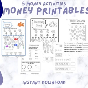 Money Worksheets for Kids 1st-3rd Grade | Counting Coins Activities | Penny Nickel Dime Quarter | Printable Math Curriculum