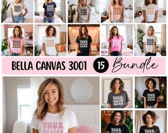 Bella Canvas 3001 Mockup Bundle | BC 3001 Shirt Mockup Bundle | Oversized T-shirt Mockups | 3001 Model Mockup | Bella Canvas Mock Ups