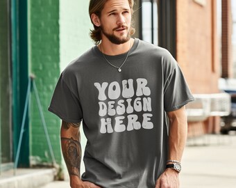 Pepper C1717 Mockup Pepper - Comfort Colors Mockup Male - Comfort Colors 1717 Mockup - Camicia unisex Mockup - Mockup oversize -Primavera Estate