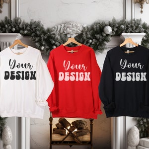 Gildan 18000 Christmas Group Mockup | Gildan 18000 Mockup | Christmas Sweatshirt Mockup | Red Mockup | Family Mockup | Matching Shirt