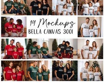 Family Mockup Bundle BC 3001 | Christmas Family Mockup Bundle | Matching Shirts Mockup | Bella Canvas Group Mock | Matching Shirt Mockup