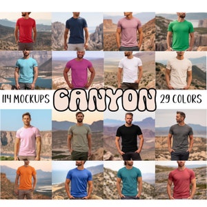 Canyon | Bella Canvas 3001 Mockup Bundle | Male Model Mockup Bundle | BC 3001 Male T Shirt Mockup | Outdoor Nature Desert Mock Up