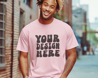Blossom C1717 Mockup Man - Comfort Colors Mockup Male - Pink Comfort Colors 1717 Mockup - Unisex Shirt Mockup Oversized Mockup Spring Summer