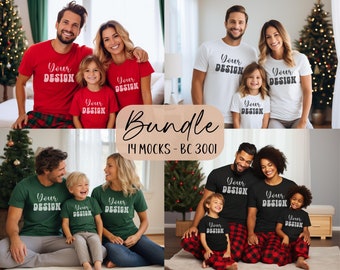 Family Mockup Bundle BC 3001 | Christmas Family Mockup Bundle | Matching Shirts Mockup | Bella Canvas Group Mock | Matching Shirt Mockup