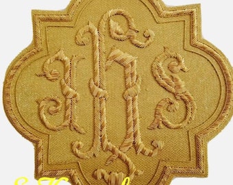 Liturgical Church Emblem, *Size 18X18CM*Embroidered liturgical applique "ihs" chasuble...