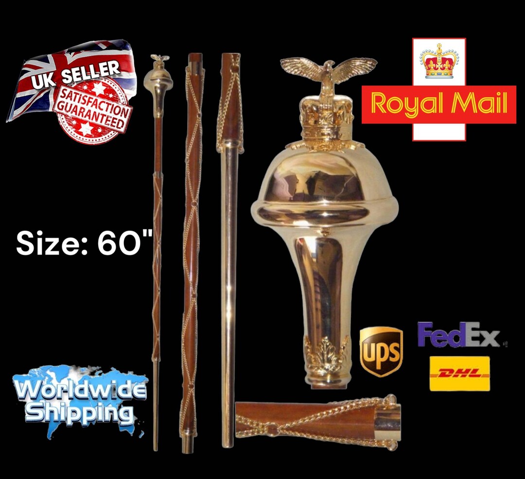 Drum Major's Original Gold Plated MACE STAFF STAVE Plain Head. Etsy