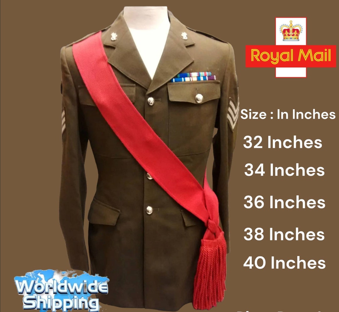 Army Sash Wool Sergeants Sgts Red Sash, Shoulder Red Acrylic Guard Size