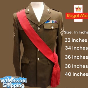 Army Sash Wool Sergeants Sgts Red Sash, Shoulder Red Acrylic Guard Size Available:&quot;30&quot;32&quot; 34&quot;36&quot; 38&quot;40&quot;Inches.