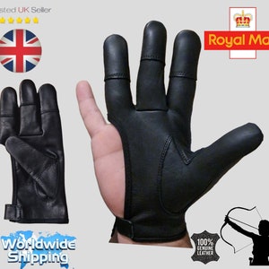 Archery Leather Shooting 4 Finger Gloves Long Bow Traditional sports.