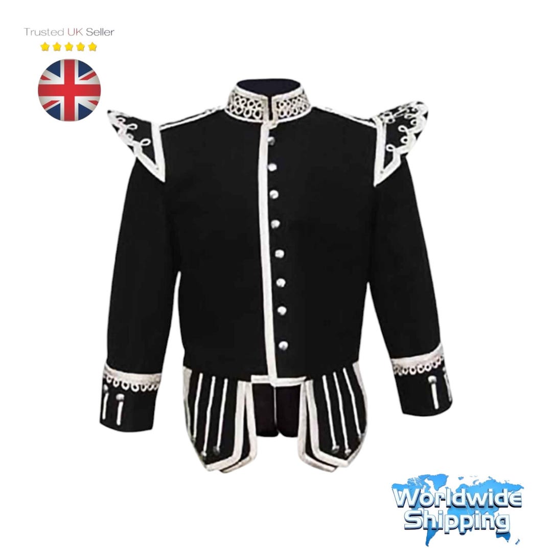 Black Doublet Fancy With Gold Braid And White Piping main image 1