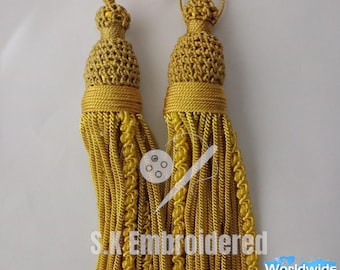 Gold & Silber Bullion Quasten Paar "12 CM" Für Armee Uniform 'Kirche Gewänder 'Dekoration.