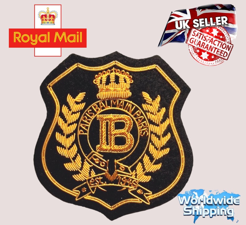 Patch écusson Brodé Doré VAN CLUB – Motif Couronne – À Coudre Sur Veste/blazer