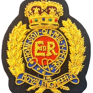 Royal Engineers Blazer Badge Hand Embroidered Bullion Wire E II R Badges British.