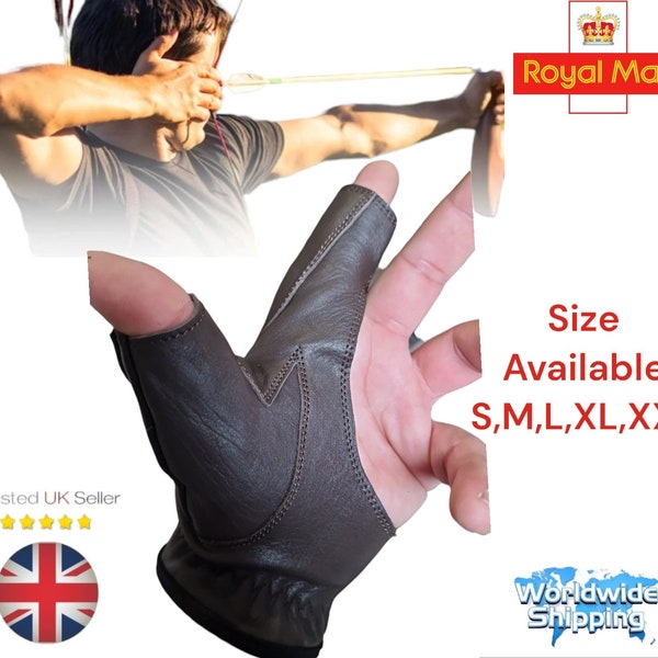 Archery Bow Leather 2 Finger shooting Gloves Long Bow Traditional sports A+ Quality Leather.