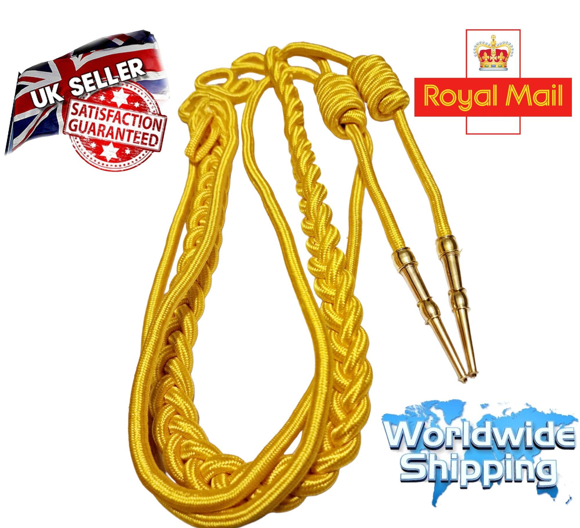 Aiguillette Moon guard Gold & Silver Silky with gold tags Bands Army Aiguillette with 100% Metal Tips.