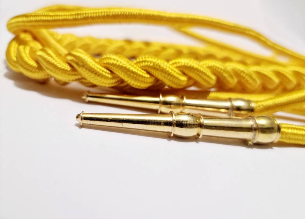 Aiguillette Moon guard Gold & Silver Silky with gold tags Bands Army Aiguillette with 100% Metal Tips.