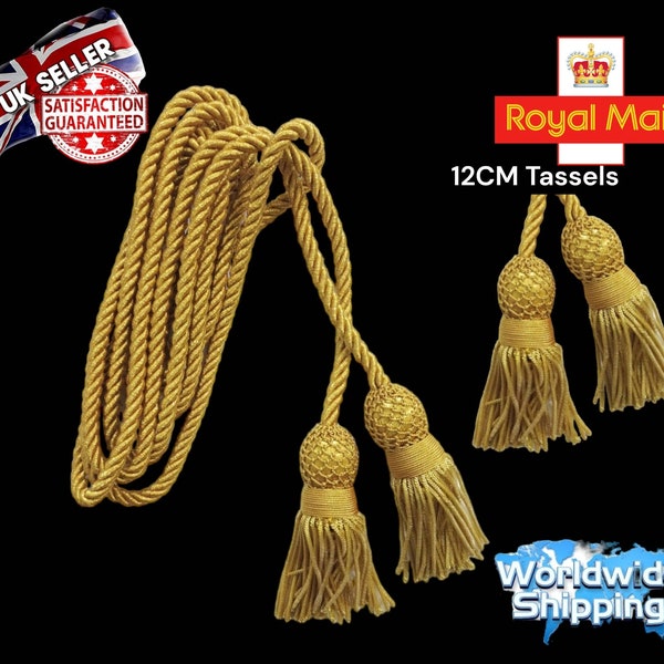 Banner/Standard "3 meter Cords" & Tassles Bullion Metal Gold Tassels, Church, Army, other festivals banners cords Top Quality AAA+ Quality.