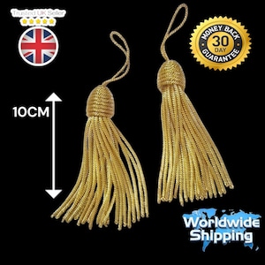 Paire de pompons en lingots d'or * 10 cm * pour la décoration de l'uniforme de l'armée.