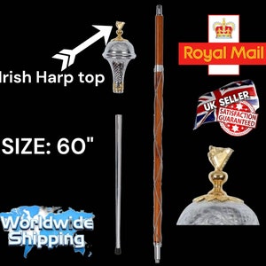 Drum Major Mace Flat Head Gold plated Lion And Crown 3 Parts 60&quot;