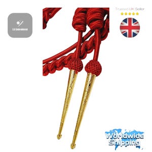 Red And Green Aiguillette Gold Mylar For Army, Navy And Air Force Gold Twisted Threads With Metal Tips - Full Size Shoulder Aiguillette Sliver Wire Vs Fourragère - Foto 5