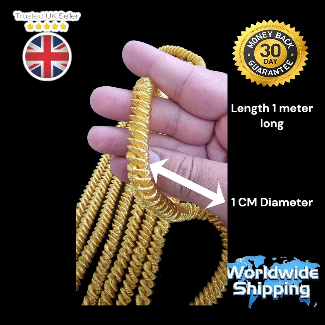Gold Bullion Spiral Gilt Furnishing Fringe Rope for Military Uniform ...