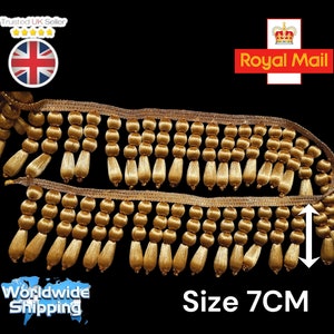 Tante Franse versieringen Handgemaakt goud Versiering "7 CM" goud Fringe katholieke gewaden Historische vlaggen of jurken..