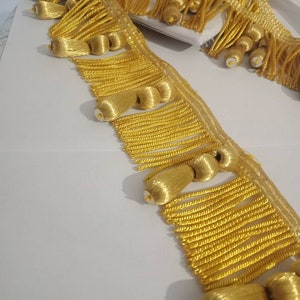 French Passementerie Trim Handmade Gold Silk thread Trim"5CM" Bullion Fringe catholic Vestments Historical Flags or dresses..