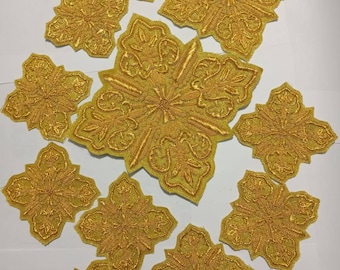 Church Vestments 11 piece Cross Set Handmade Bullion Embroidery.