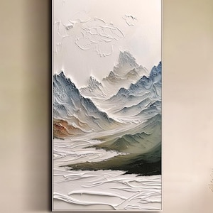 Berg Ölgemälde auf Leinwand Original Textur 3d Wand Kunst Landschaft Kunst Moderne Leinwand Wandkunst Große minimalistische Wandkunst Grüne Wandkunst