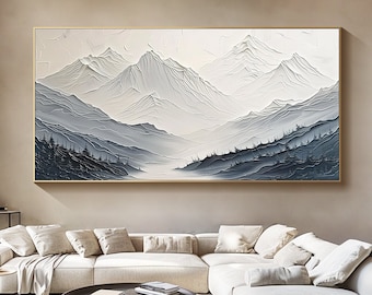 Grande montagne abstraite, peinture sur toile, texture abstraite originale, art mural, art mural bohème, décoration murale de bureau, art mural neutre, peinture à l'huile