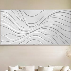 Hand Carved Wood Wall Art Abstract Wave Artwork Sculpted Panel Decor Modern Living Room Wall Decor