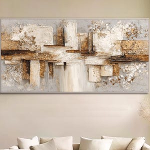 Original Abstract Oil Painting Neutral 3d Textured Wall Art Modern ...