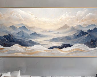Abstract Mountain Oil Painting Textured Neutral Wall Art Living Room Wall Decor