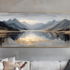 Mountain Lake Oil Painting Textured Landscape Wall Art Original Hand ...