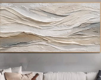 Art mural texturé neutre, peinture à l'huile abstraite originale, oeuvre d'art sur toile pour décoration murale de salon