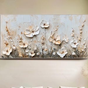 Peinture à l'huile texturée originale 3D, art mural floral, fleurs, peinture, oeuvre d'art, grande décoration murale, oeuvre d'art murale de chambre à coucher, oeuvre d'art mural de salon