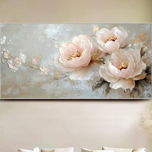 Original Flowers Oil Painting Pink Textured Floral Wall Art Vintage Flower Artwork Bedroom Wall Art Large Wall Decor Living Room Wall Art