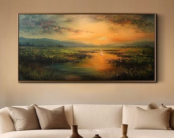 Abstract Landscape Oil Painting On Canvas Original Large Wall Art Canvas Wall Art 3d Wall Art Living Room Wall Art Sunset Texture Wall Art