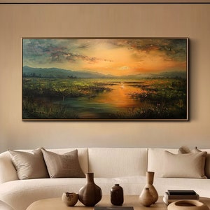 Abstract Landscape Oil Painting On Canvas Original Large Wall Art Canvas Wall Art 3d Wall Art Living Room Wall Art Sunset Texture Wall Art image 2