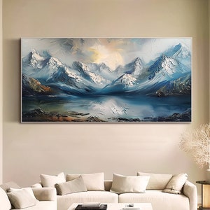 Große 3d Textur Landschaft Wand Kunst Bergsee Gemälde auf Leinwand Original Ölgemälde Wohnzimmer Wand Kunst Natur Wand Kunst Ölgemälde